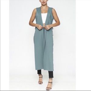 🆕 Sea Green Maxi Vest Tie Detail Top